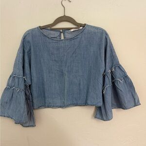 Zara Women's Blue Denim Top